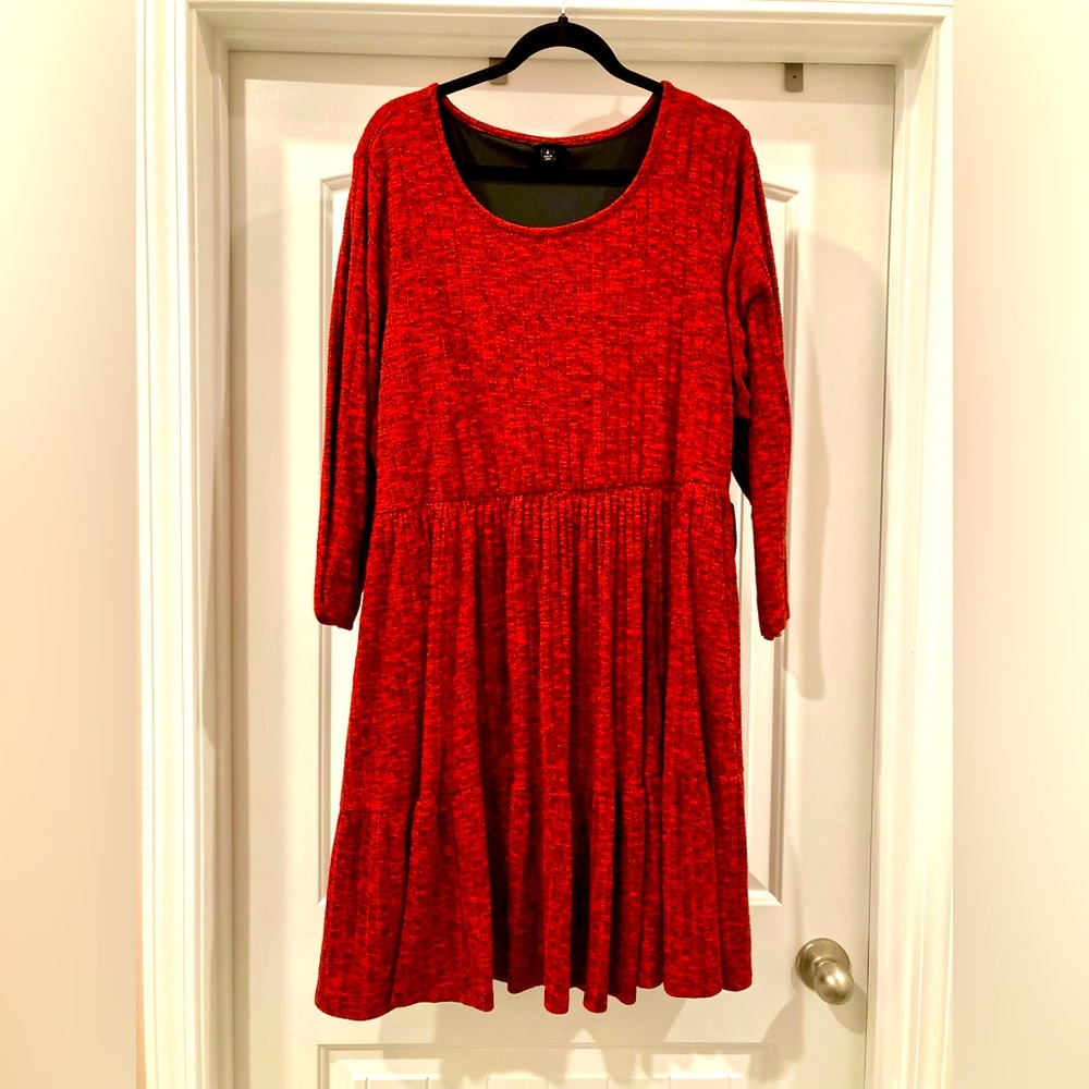 Torrid Mini Brushed Rib Tiered Skater Dress
Size 4 Red
